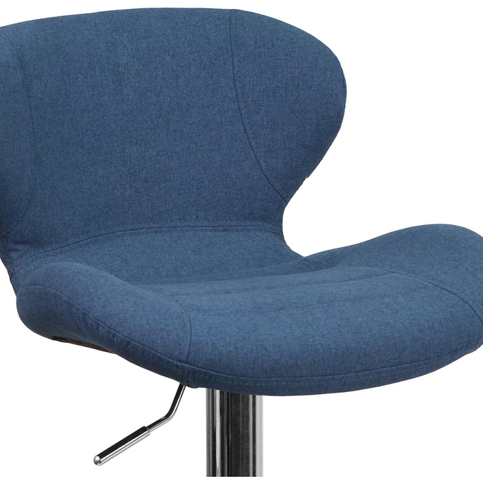Барний стілець Flash Furniture Denville, тканинний, регульований по висоті, з вигнутою спинкою та хромованою основою, 2 шт., блакитний