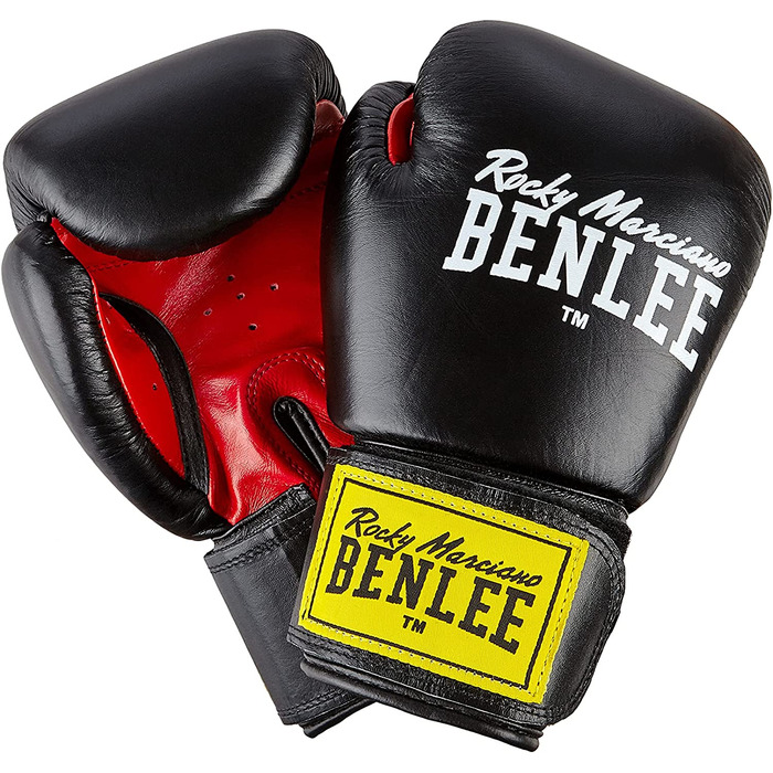 Боксерські рукавички Benlee зі шкіри Fighter Black / Red на 12 унцій одномісні