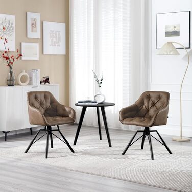 Крісло для їдальні WOLTU EZS61br-1, коричневе, з підлокітниками, на металевих ніжках, обтягнуте штучною шкірою, для кухні, вітальні, їдальні