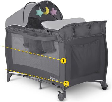 Дорожнє дитяче ліжко-манеж Ricokids з балдахіном 125x65x78 см макс 15 кг складне чорне