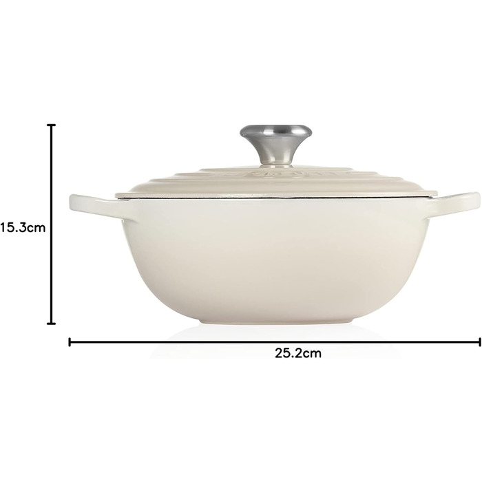 Каструля Le Creuset Signature з чавуну, 24 см, 4.1 л, для всіх типів плит (індукція), колір Meringue