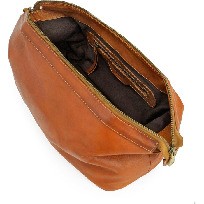 Сумки вінтажна шкіряна косметичка Ben M, сумка туалетного приладдя для жінок і чоловіків - коричнева (Braun Xl)