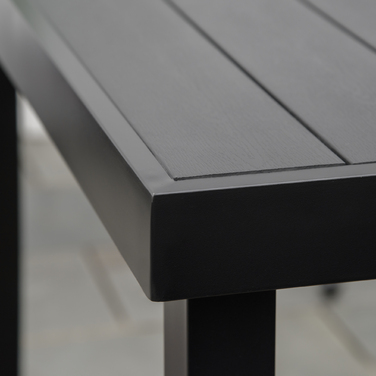 Обідній стіл для 6 осіб: легкий алюмінієвий стіл для саду, меблі для відпочинку, простий у догляді, пластиковий, чорного кольору, розміром 140 x 90 x 74 см.