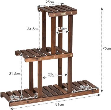 Полиця для рослин Дерево, Підставка для квітів, Сходи для квітів 3 поверхи (825x75см)