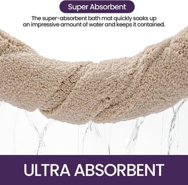 Набір килимків для ванної кімнати DEXI, 40 x 60 см, 2 шт. - антиковзкі, м'які, швидковисихаючі. Підходять для душу, ванни та туалету. Машинне прання. Колір: бежевий