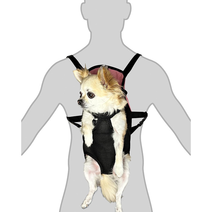 Рюкзак для собак, Регульований ременем безпеки, дихаючий для маленьких собак і цуценят (м, Чорний / рожевий)