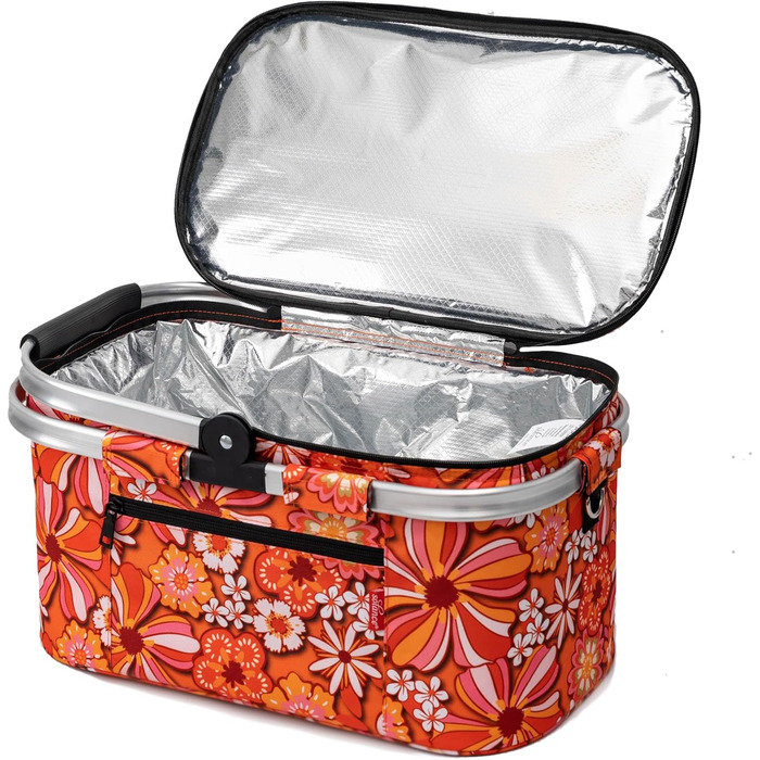 Складна водонепроникна велика сумка для пікніка, покупок або холодильника з ремінцем - 30 л (ретро квіти)