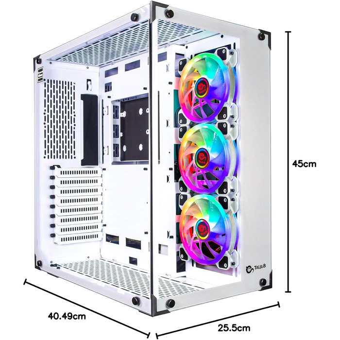 Ігровий корпус Talius Cronos Frost ATX з гартованим склом, ARGB вентиляторами Iris, білий колір