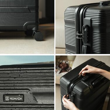 Набір валіз NUMADA Upfly T10 ABS: 3 шт. (55x40x20, 66x44x26, косметичка). Міцний, безпечний, для ручної поклажі.