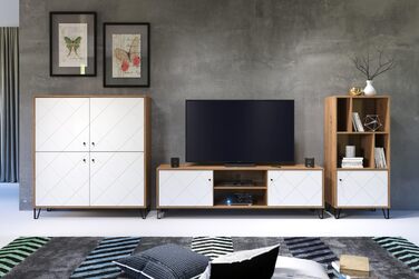 Trendteam Smart Living комод-тумба Trendteam Smart Living - комод-тумба з 2 дверцятами та 4 відділеннями, Artisan Eiche/Weiß, 63 x 136 x 40 см, з металевими ніжками