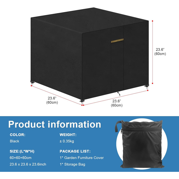 Водонепроникний чохол для садовой меблів VANSHEIM 60x60x60 см - захисна накривка для столу та садової групи