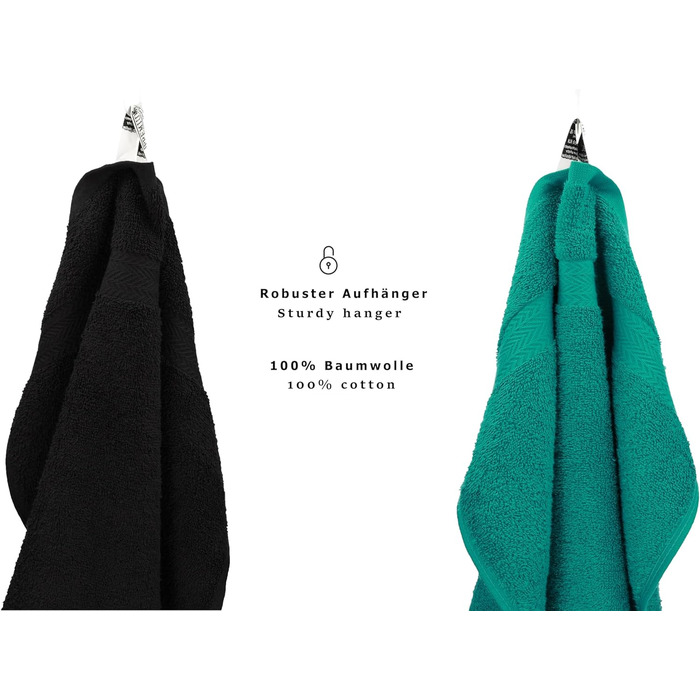 Набір рушників преміум-класу 100 бавовна 2 рушники для душу 4 рушники для рук 2 рушники для гостей 2 рукавички для прання Колір смарагдово-зелений і чорний, 10-TLG.