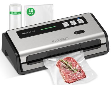 Вакууматор FRESKO Automatik для продуктів з турбо-режимом (15л/хв), автоматичний вакуумний пакувальник, 2 рулони в комплекті