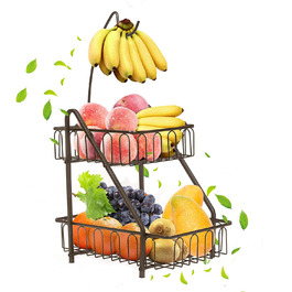 Поверховий кошик для фруктів кошика для фруктів з банановим тримачем (бронзовий), 2-