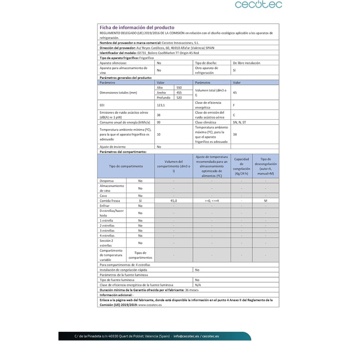 Міні-холодильник Cecotec Bolero CoolMarket TT Origin 45L червоний. Холодильник міні, з Icebox, LED-підсвічуванням, хромованою ручкою, відкривачем для пляшок, вінтажний стиль.