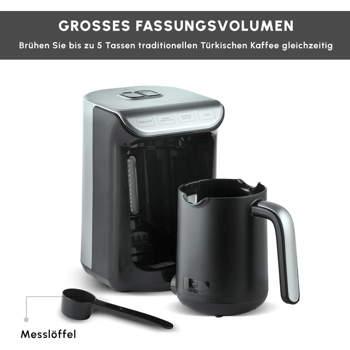 Кавомашина KARACA Hatır для приготування турецького кави з функцією обсмажування, 535W, сірий метал