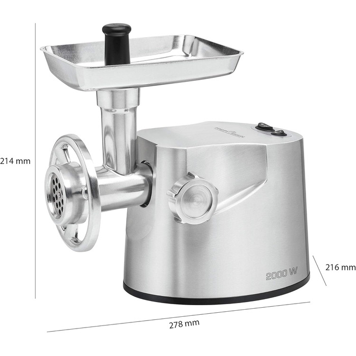 Електрична м'ясорубка Profi Cook PC-FW 1060: для м'яса, ковбас та домашнього начининня, з набором аксесуарів, 1000W