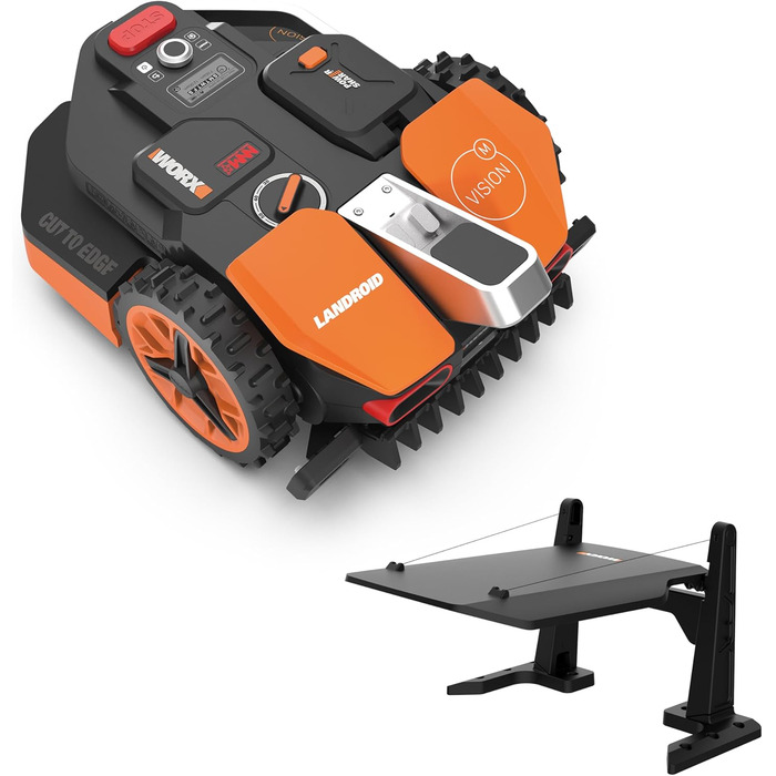 Робот-газонокосачка WORX S250 Mähroboter WR202E для газонів до 250 м², з AI, без кабелю, з уникненням перешкод, захист від їжаків + гараж WA0825 Vision
