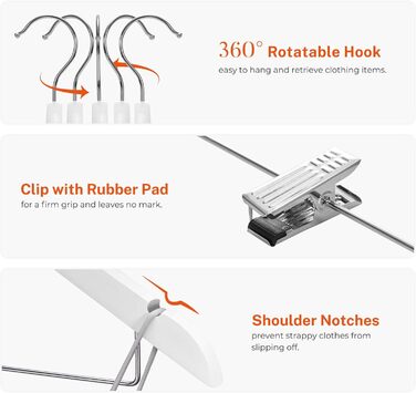 Дерев'яні вішалки для одягу HOUSE DAY (12 шт.) з кліпсами: для костюмів, суконь, пальто, сорочок, штанів. Преміум якість.