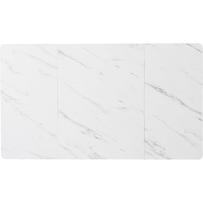 Обідній стіл Merax 140x80 см з імітацією мармуру, для 4-6 осіб, металевий каркас, регульовані ніжки, білий/чорний