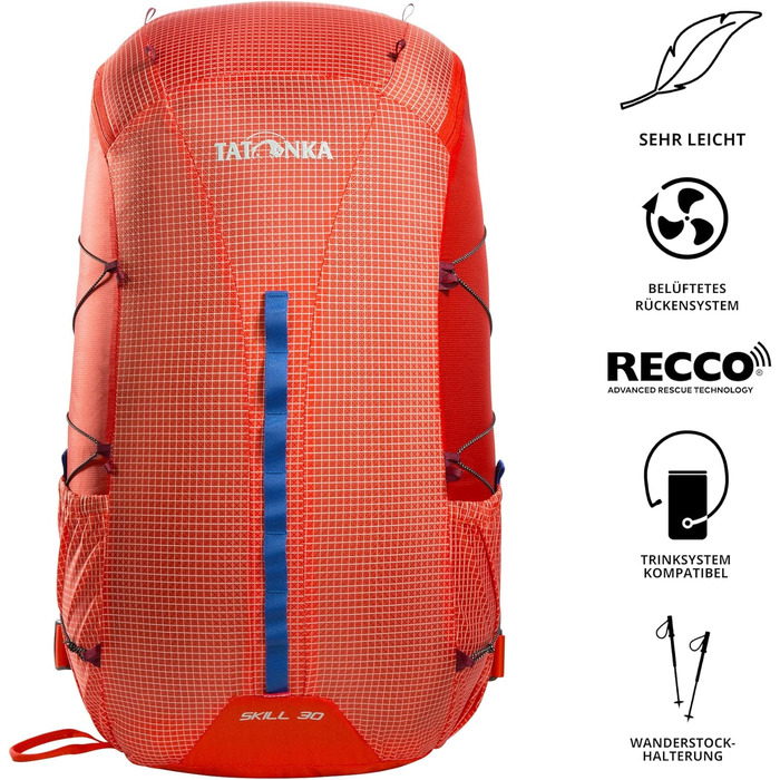 Туристичний рюкзак Tatonka Unisex Skill 30 Recco (30 літрів, червоний помаранчевий)