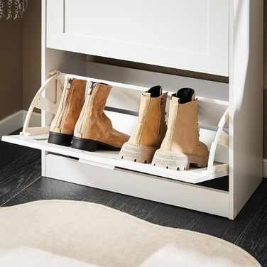 SoBuy FSR137-L-F: Взуттєва шафа/органайзер для взуття, 2 дверцята, 60x115x23 см (білий)