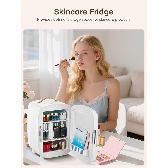 Міні холодильник FOHERE 10 л (12 банок), білий: для косметики, напоїв, авто, офісу
