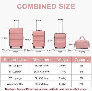 Набір валіз KONO 2 шт. 55 см, ручна валіза, набір для подорожей, 40x20x25 см, кремовий