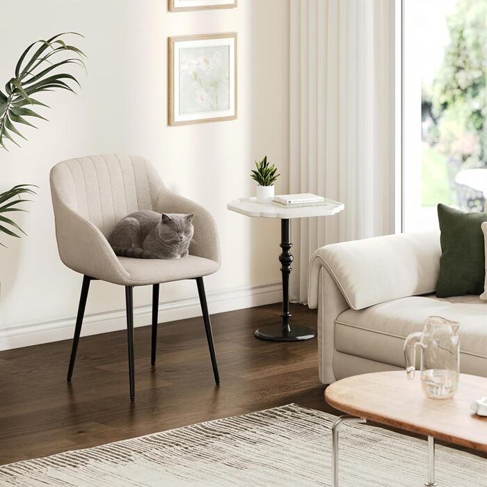 Набір з 4-х обідніх стільців у бежевому кольорі з підлокітниками, для кухні, вітальні, спальні