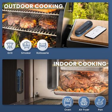 Бездротовий термометр для м'яса для гриля та копчення, 500FT, Bluetooth, для BBQ, духовки, гриля, коптильні, Sous Vide - блакитний