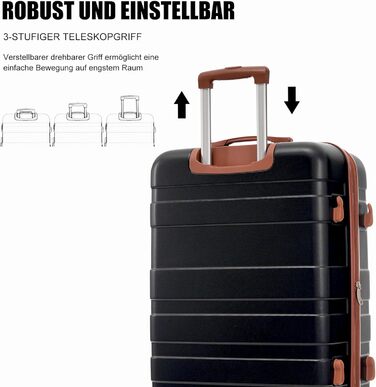 Набір валіз Merax 5-Piece, ABS, з TSA-замком, розширювані L-XL, з сумкою та косметичкою (Чорний)