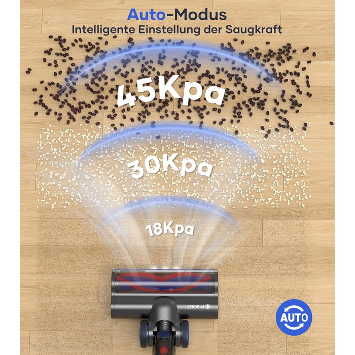 Акумуляторний пилосос MIBODE, 45000 Па/550 Вт/70 хв, акумуляторний з розумним дисплеєм, автоматичним режимом і захистом від заплутування