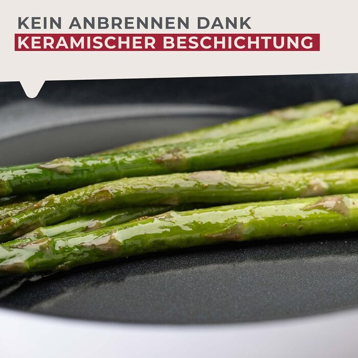 Набір сковорідок Fackelmann Arcadalina, 2 шт., діаметр 24 та 28 см, з екологічного алюмінію з керамічним покриттям, ергономічні ручки, для індукційних плит, стійкість до +150 °C