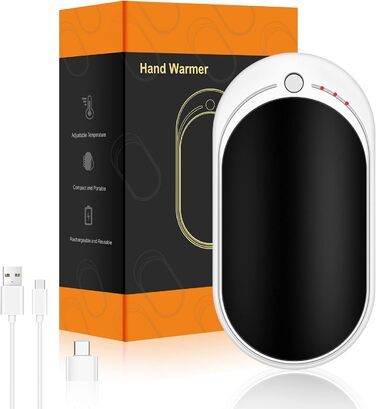 Електричний грілка для рук USB, Powerbank 5200mAh, портативний, багаторазовий, для жінок та чоловіків, для кемпінгу, зимові подарунки, чорний та білий