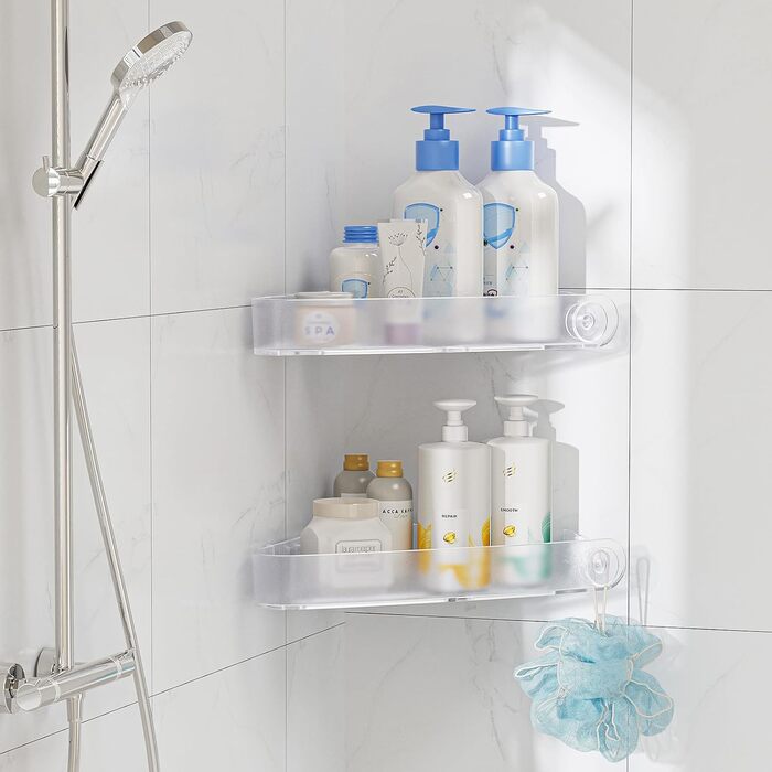 Полиця для душу Sotfamily з пластику без свердління (для кута 90°), 2 шт., кристалічний дизайн