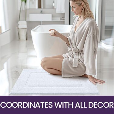 Килимок для ванної кімнати DEXI 60 x 110 см, антиковзаючий, з мікрофібри, білий