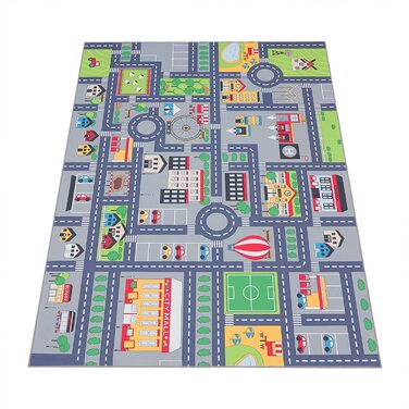 Домашній ігровий килимок Paco дитячий килимок для дитячої кімнати вуличний килимок вуличний дизайн нековзний сірого кольору, розмір (діаметр 200 см круглий)