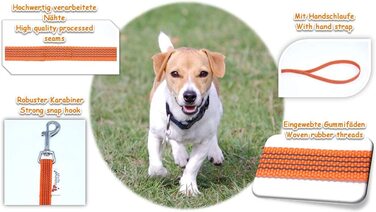 Собачий повідець Twinkys Style, зроблений в Німеччині, гумовий повідець для собак шириною 15 мм для собак вагою до 15 кг - з ремінцем на зап'ясті оранжевого кольору (1 метр, Помаранчевий від 15 мм до 15 кг)