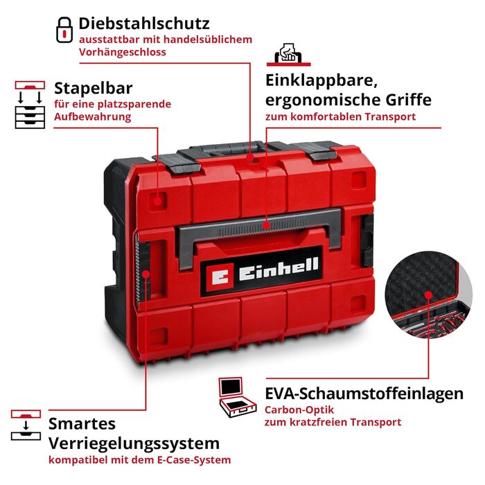Einhell E-CASE 80: Набір інструментів в кейсі (80 предметів) для дому, майстерні, в дорозі - міцний пластиковий кейс