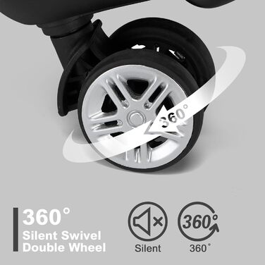 Чемодан KONO Handgepäck Trolley, 55x39x20 см, 37 л, з розширенням, TSA-замок, 4 колеса, чорний