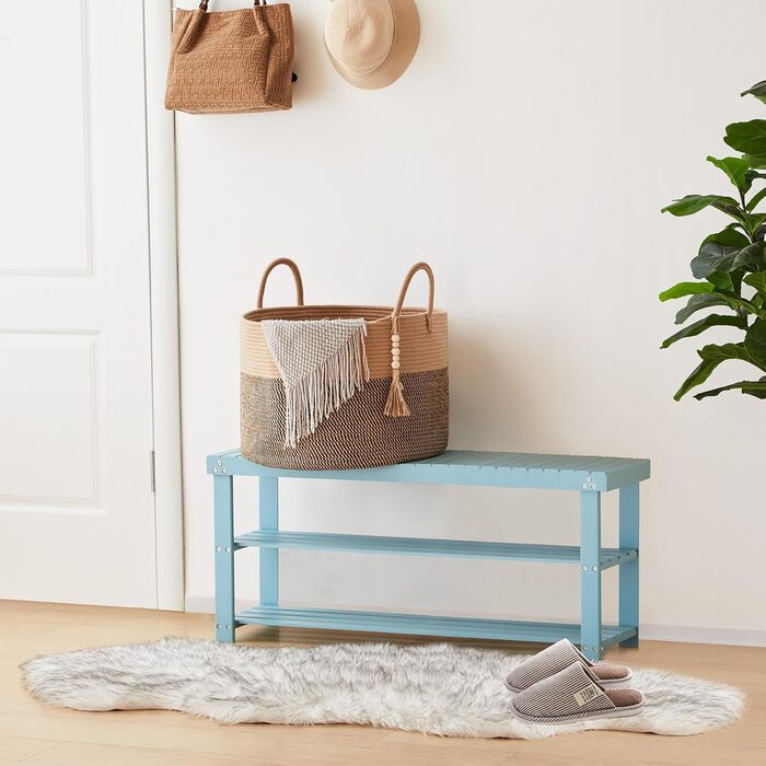 Кошик для білизни YOUDENOVA плетіний великий 65L, 50x33 см (жутовий & чорний)