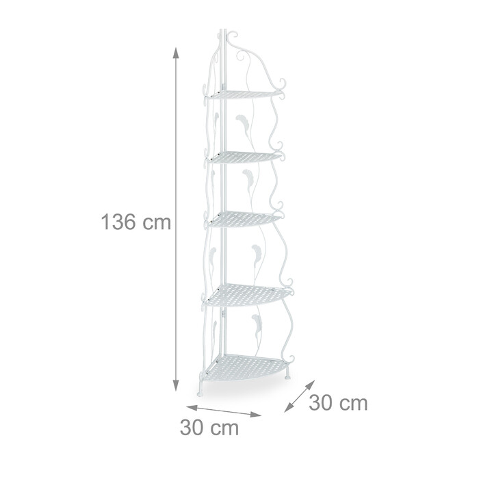 Relaxdays Біла металева кутова полиця з 5 полицями