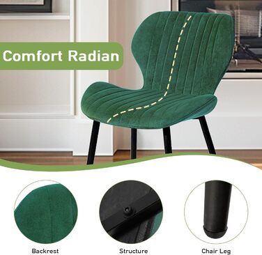 Набір з 2-х м'яких крісел для вітальні, кухні та їдальні CangLong, зелені, з масивними дерев'яними ніжками