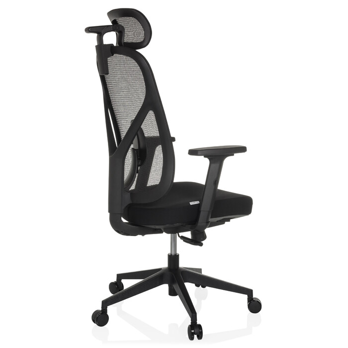 Офісне крісло / Крісло з поворотним механізмом RALOO ECO, сидіння з тканини / спинка з сітчастої тканини, чорного кольору, hjh OFFICE