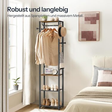 HOOBRO Взуттєва шафа з полицями для одягу та взуття, білий та дерев'яний колір, модель EWN04YM01