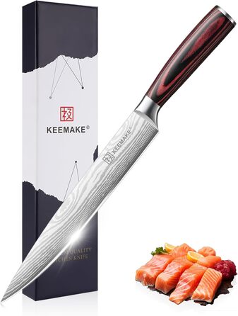 KEEMAKE Набір кухонних ножів Profi: кухонні ножі з нержавіючої сталі з захистом леза, гострі ножі шеф-кухаря та універсальні ножі для м'яса, овочів та риби (ніж для м'яса 20 см)