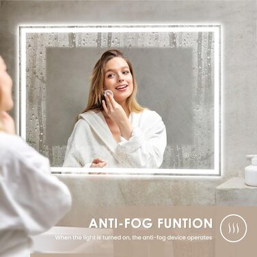 Дзеркало для ванної кімнати Dripex з LED-підсвічуванням 50x70 см (60x80 см) з Bluetooth, розеткою та протитуманним покриттям