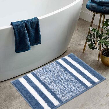 М'який килимок для ванної кімнати з мікрофібри Pauwer 60x120 см, водопоглинаючий, антиковзаючий, для дому, блакитний
