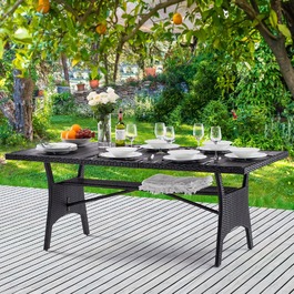 Стіл садовий з поліротанга Takeo Black 190x90x75см WPC