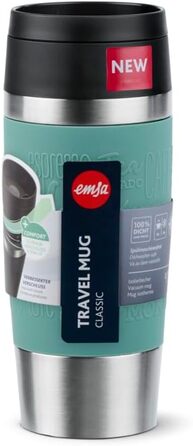 Термокружка Emsa N20210 Travel Mug Classic, 0.36 л, нержавіюча сталь, Petrol | Збереження тепла 4 години, холоду 8 годин | 100% герметична, з невеликим отвором для пиття, придатна для миття в посудомийній машині